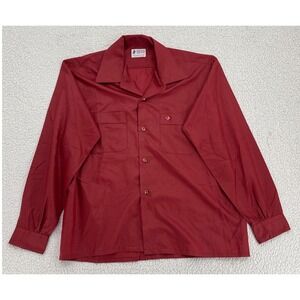 Macy's Supre Macy Men Size 16 L 16 1/2 Maroon Long Sleeve Durable Press Shirt